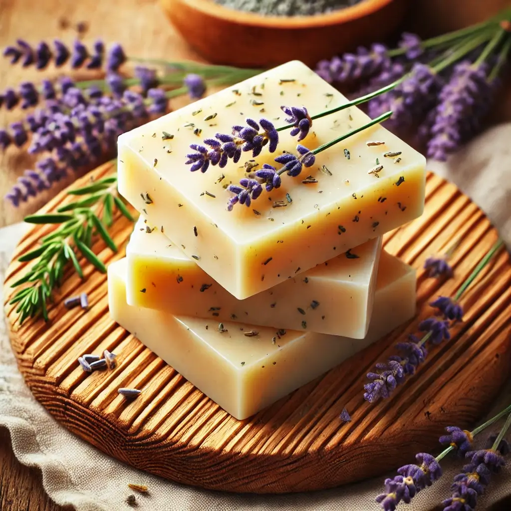 Natural soap bars with lavender